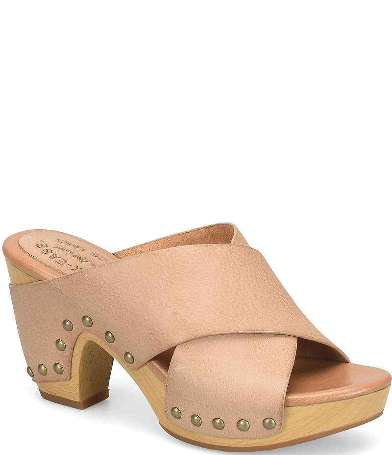 Kork-Ease Gracie Leather Studded Cross Band High Heel Platform Sandals