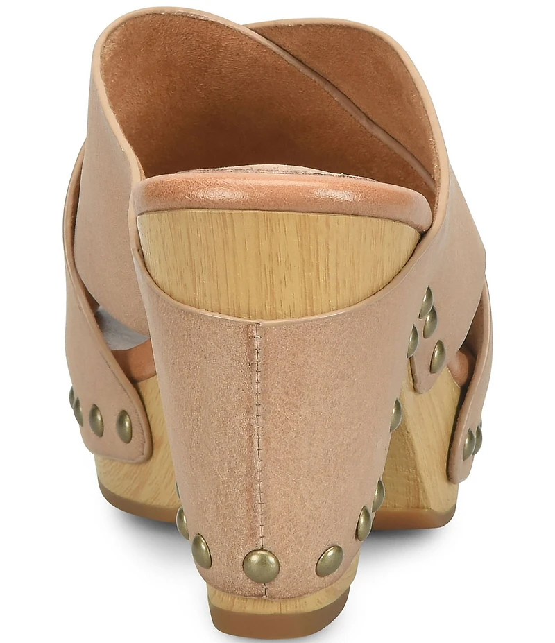 Kork-Ease Gracie Leather Studded Cross Band High Heel Platform Sandals