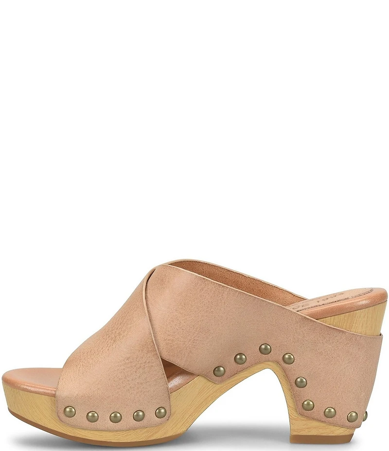 Kork-Ease Gracie Leather Studded Cross Band High Heel Platform Sandals