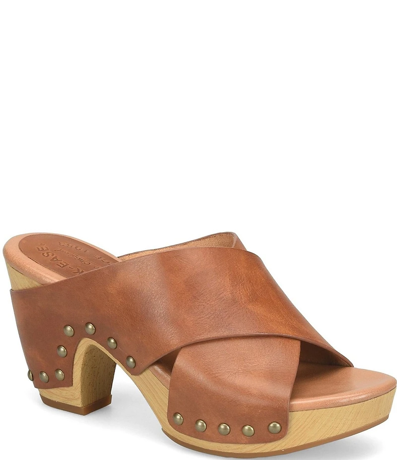 Kork-Ease Gracie Leather Studded Cross Band High Heel Platform Sandals