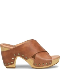 Kork-Ease Gracie Leather Studded Cross Band High Heel Platform Sandals