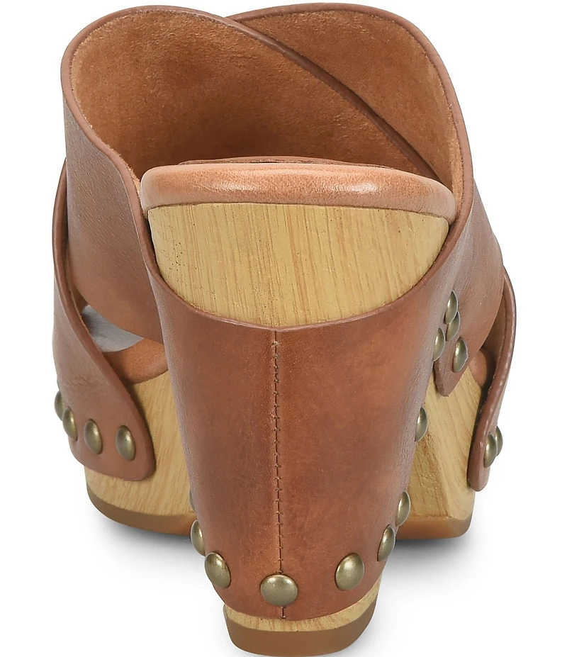 Kork-Ease Gracie Leather Studded Cross Band High Heel Platform Sandals