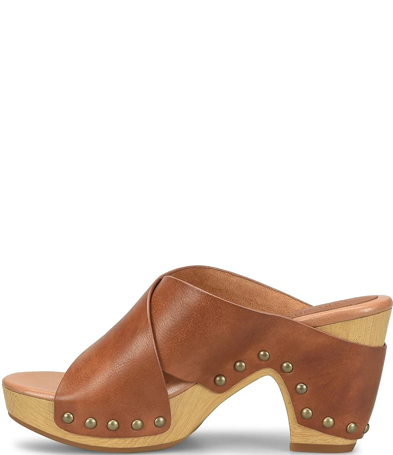 Kork-Ease Gracie Leather Studded Cross Band High Heel Platform Sandals