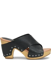 Kork-Ease Gracie Leather Studded Cross Band High Heel Platform Sandals