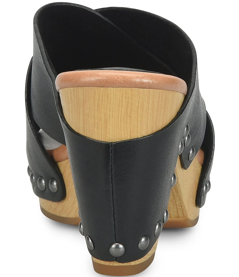 Kork-Ease Gracie Leather Studded Cross Band High Heel Platform Sandals