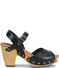 Kork-Ease Gwen Leather Studded Ankle Strap High Heel Platform Sandals
