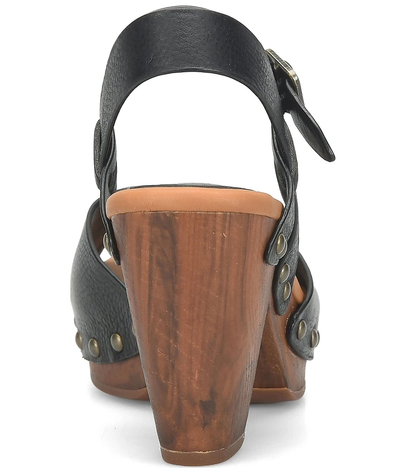 Kork-Ease Gwen Leather Studded Ankle Strap High Heel Platform Sandals