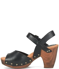 Kork-Ease Gwen Leather Studded Ankle Strap High Heel Platform Sandals