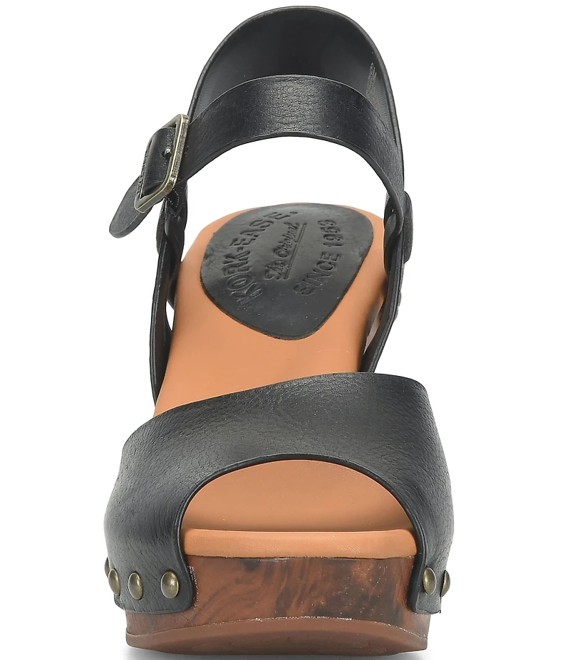 Kork-Ease Gwen Leather Studded Ankle Strap High Heel Platform Sandals