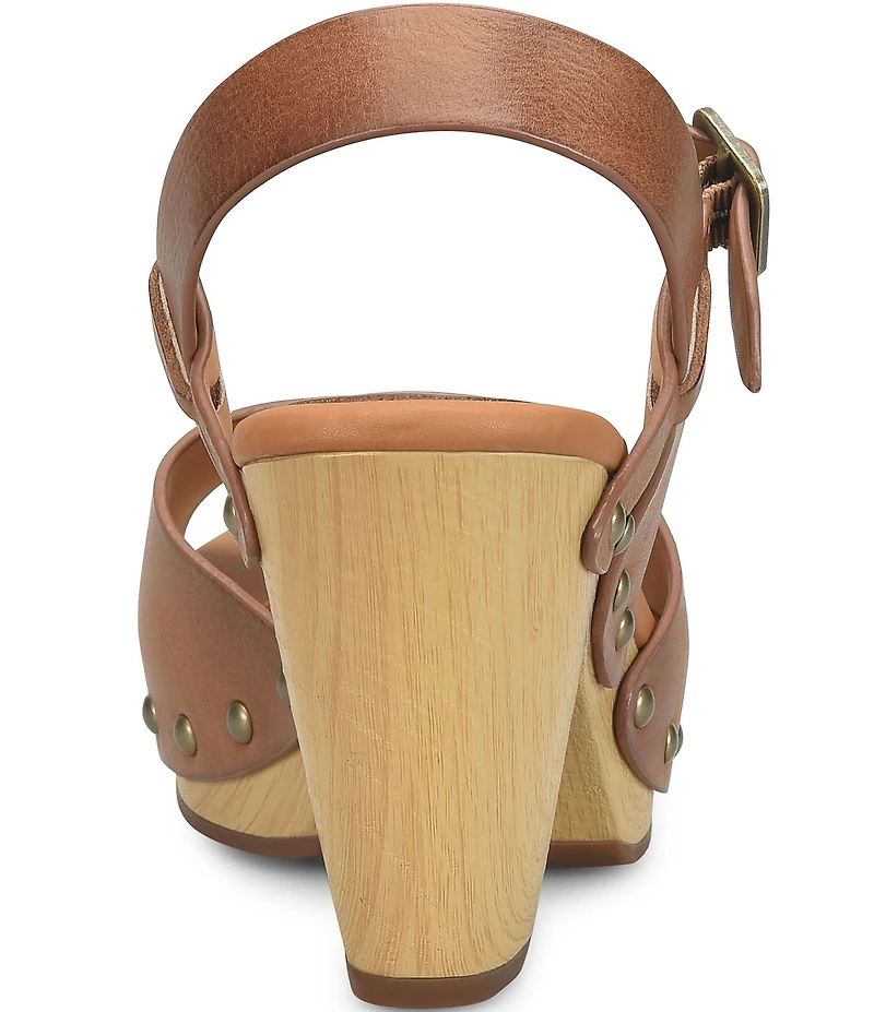 Kork-Ease Gwen Leather Studded Ankle Strap High Heel Platform Sandals