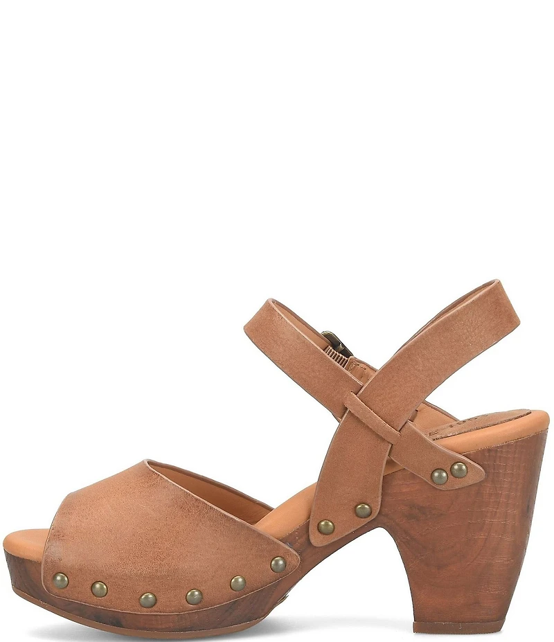 Kork-Ease Gwen Leather Studded Ankle Strap High Heel Platform Sandals