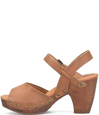 Kork-Ease Gwen Leather Studded Ankle Strap High Heel Platform Sandals