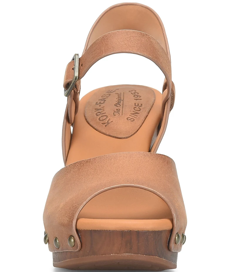 Kork-Ease Gwen Leather Studded Ankle Strap High Heel Platform Sandals