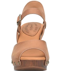 Kork-Ease Gwen Leather Studded Ankle Strap High Heel Platform Sandals