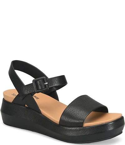 Kork-Ease Hallie Leather Quarter Strap Wedge Sandals