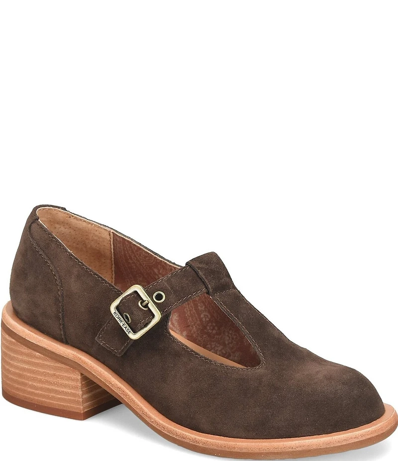 Kork-Ease Jesse Suede Block Heel T-Strap Mary Janes