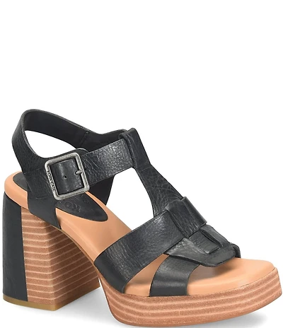 Kork-Ease Macey Leather Ankle Strap Platform Sandals