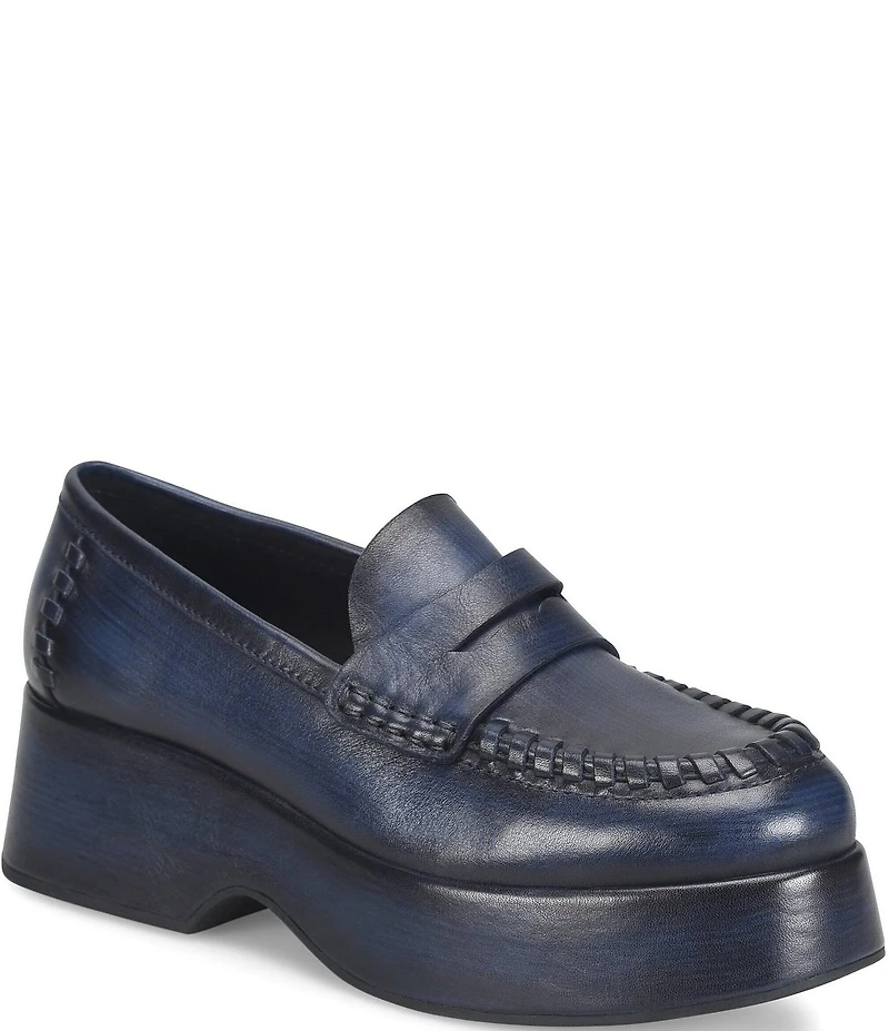 Kork-Ease Pixie Leather Platform Penny Loafers