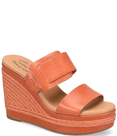 Kork-Ease Raya Leather Banded High Wedge Sandals