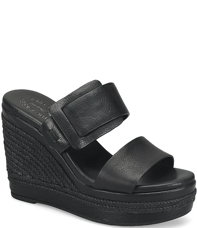 Kork-Ease Raya Leather Banded High Wedge Sandals