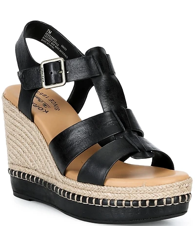 Kork-Ease Rayleigh Leather Platform Wedge Espadrille Sandals