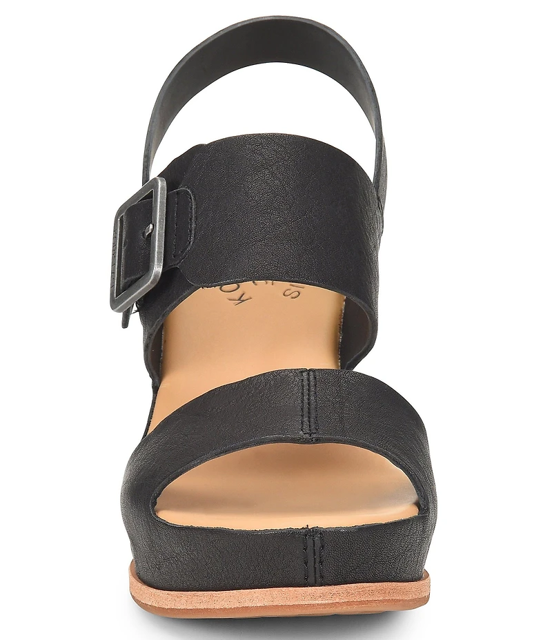 Kork-Ease San Carlos Leather Buckle Platform Block Heel Clog Sandals