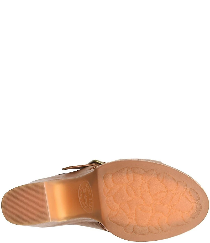 Kork-Ease San Carlos Leather Buckle Platform Block Heel Clog Sandals