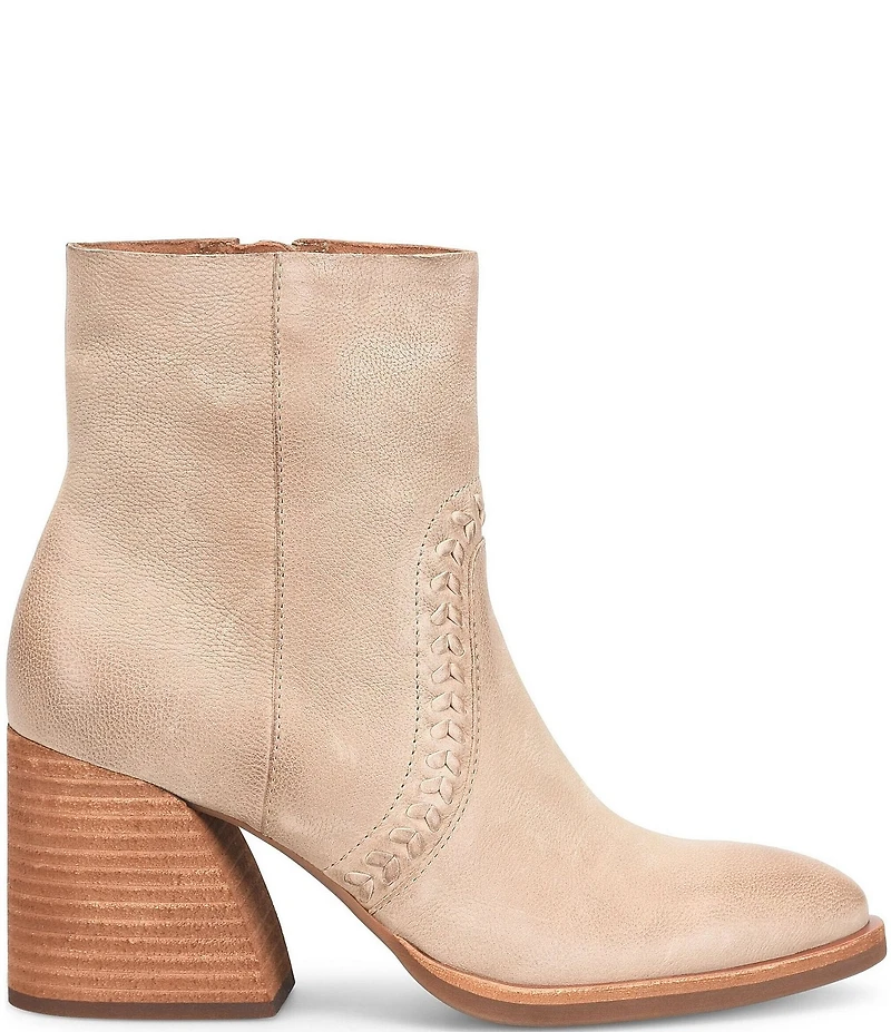 Kork-Ease Shilo Leather Artisan Whipstitch Detail Block Heel Booties