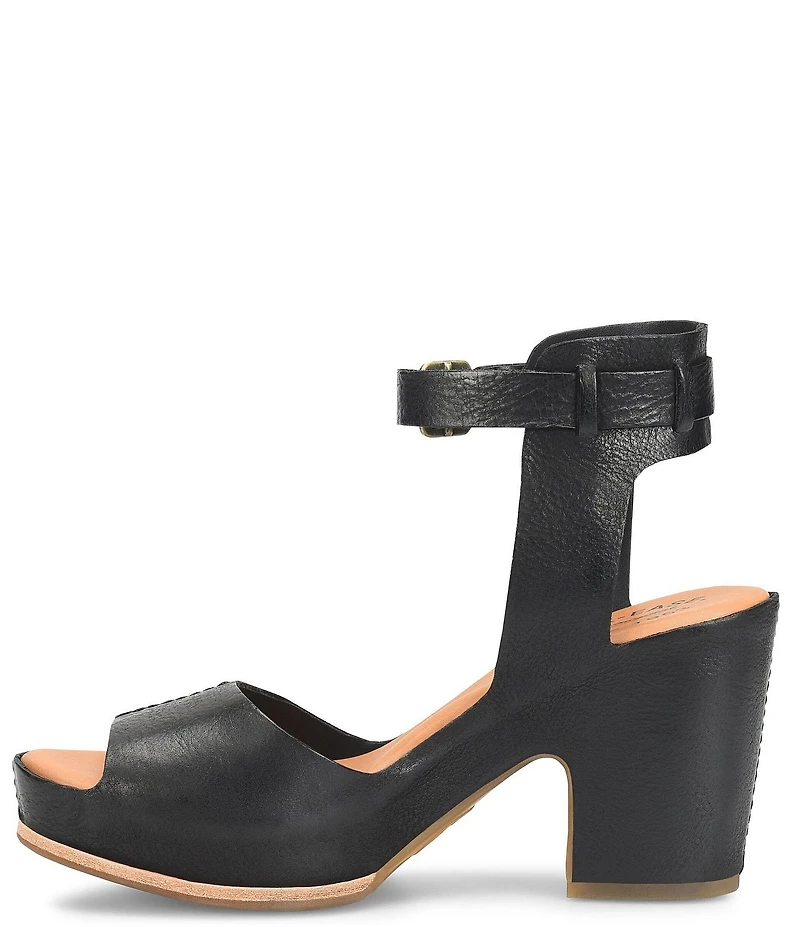 Kork-Ease Stasia Leather Covered Heel Ankle Strap Platform Sandals
