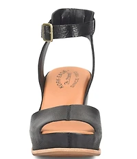 Kork-Ease Stasia Leather Covered Heel Ankle Strap Platform Sandals