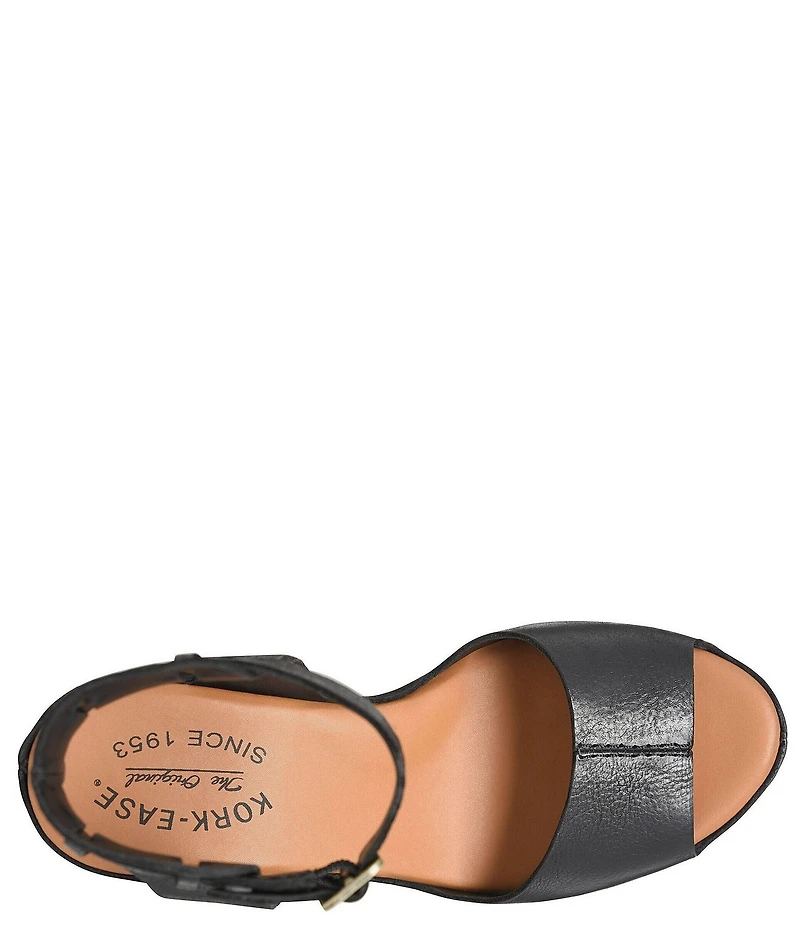 Kork-Ease Stasia Leather Covered Heel Ankle Strap Platform Sandals