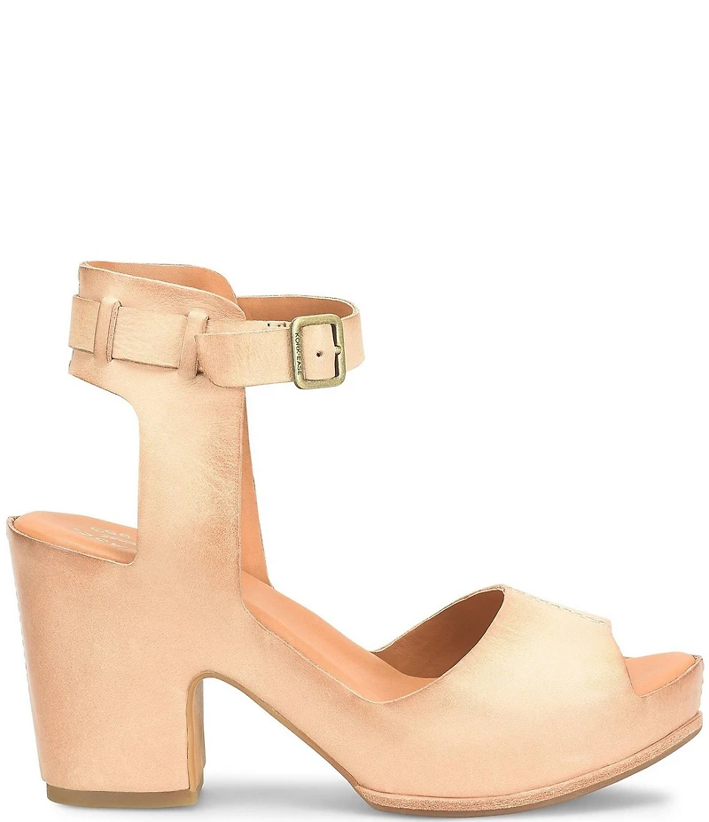 Kork-Ease Stasia Leather Covered Heel Ankle Strap Platform Sandals
