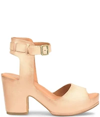 Kork-Ease Stasia Leather Covered Heel Ankle Strap Platform Sandals