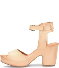 Kork-Ease Stasia Leather Covered Heel Ankle Strap Platform Sandals