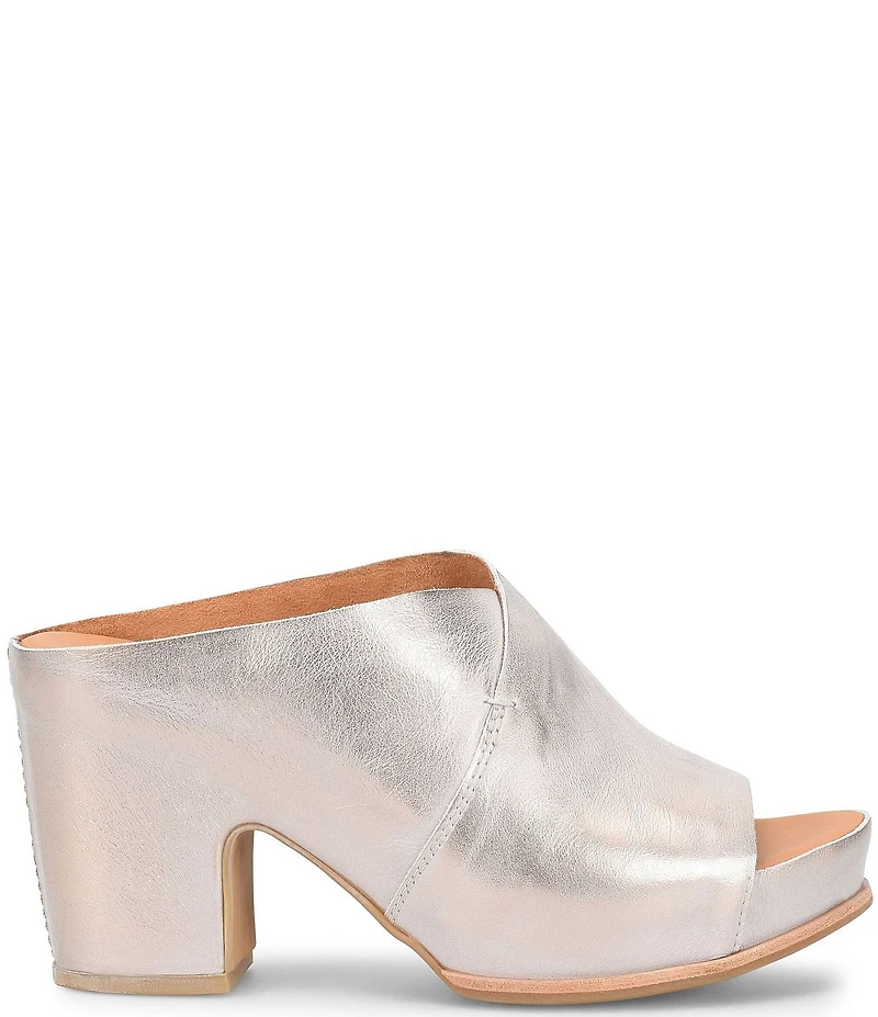 Kork-Ease Stowe Leather Block Heel Platform Slide Sandals