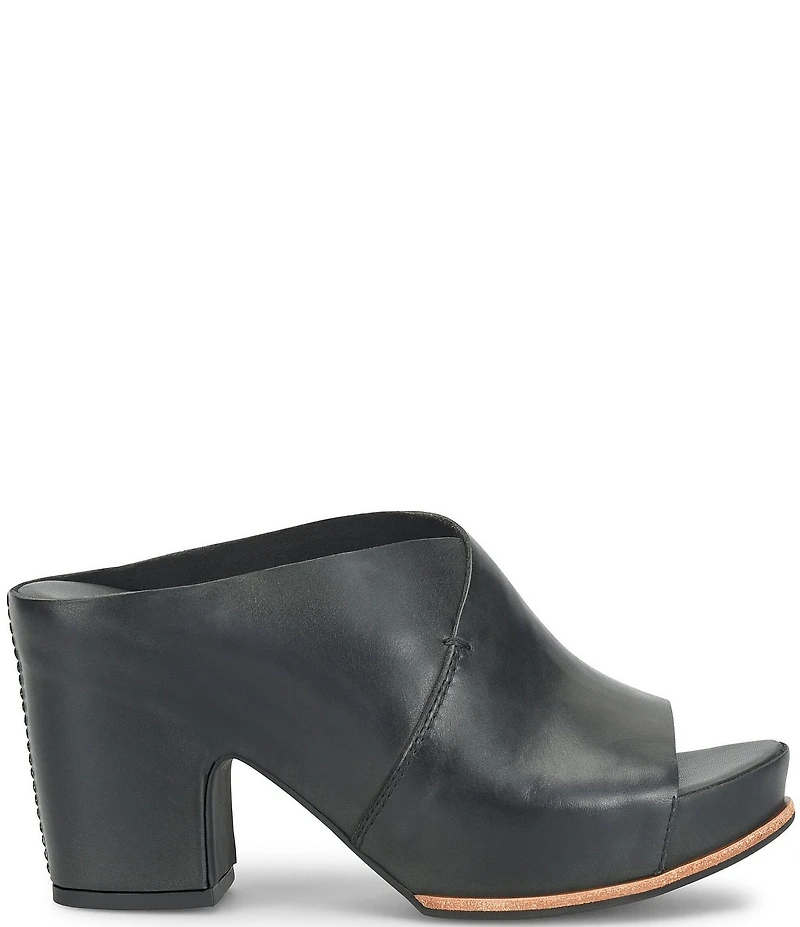 Kork-Ease Stowe Leather Block Heel Platform Slide Sandals