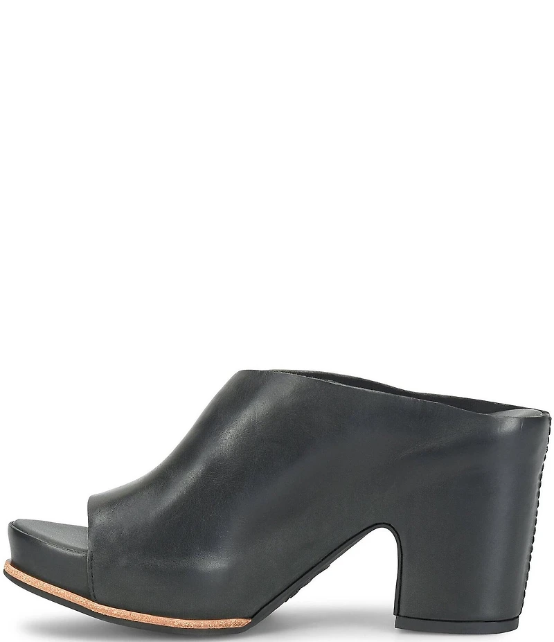 Kork-Ease Stowe Leather Block Heel Platform Slide Sandals