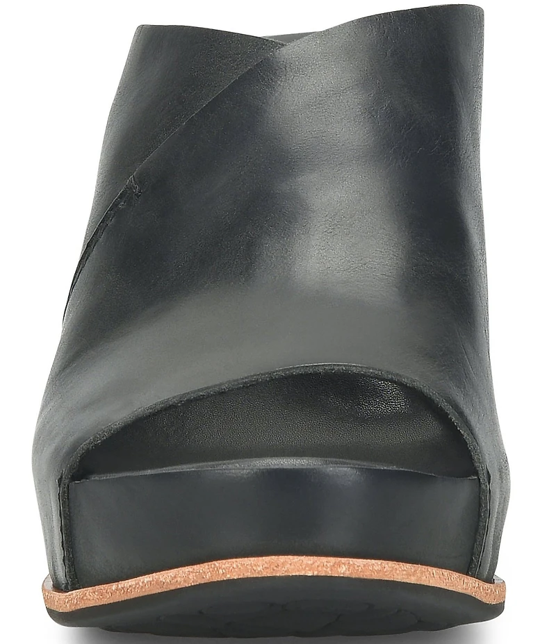 Kork-Ease Stowe Leather Block Heel Platform Slide Sandals