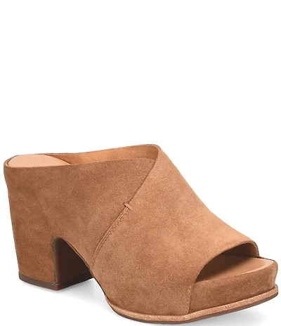 Kork-Ease Stowe Suede Block Heel Platform Slide Sandals