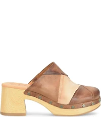 Kork-Ease Tay Leather Studded Patchwork Block Heel Clogs