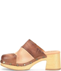 Kork-Ease Tay Leather Studded Patchwork Block Heel Clogs