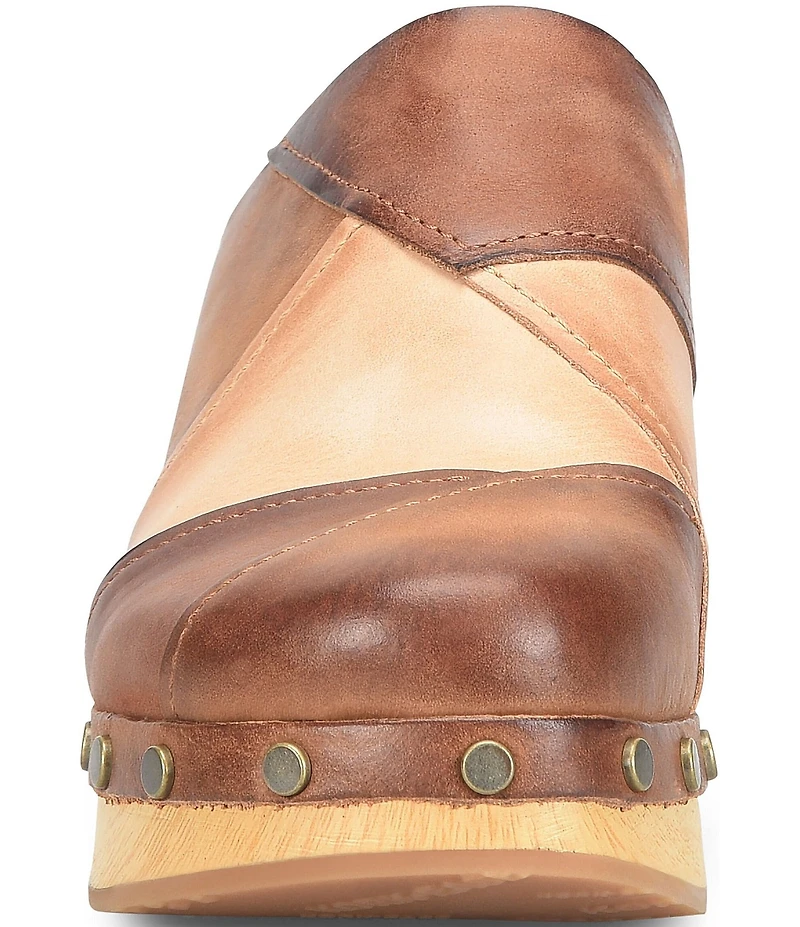 Kork-Ease Tay Leather Studded Patchwork Block Heel Clogs