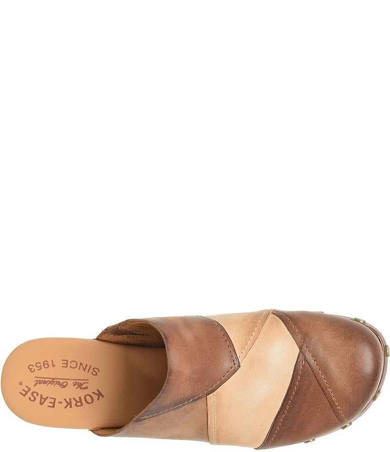Kork-Ease Tay Leather Studded Patchwork Block Heel Clogs