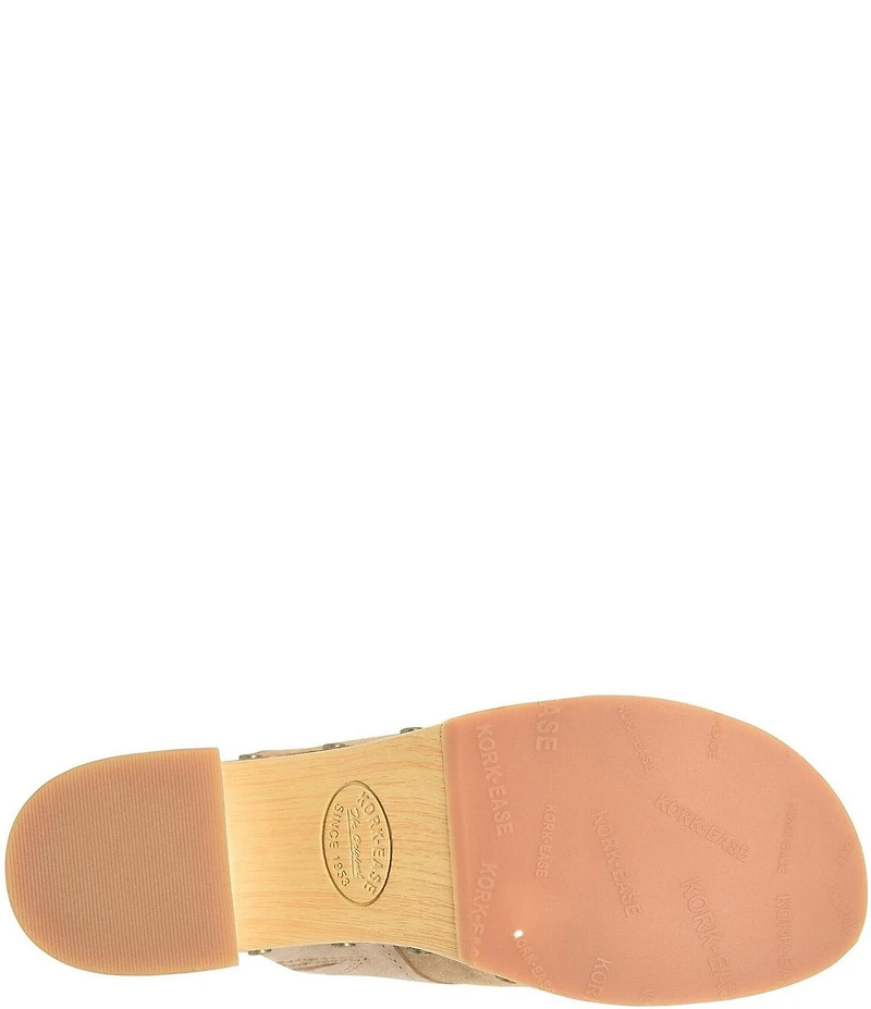 Kork-Ease Tay Suede and Leather Studded Patchwork Block Heel Clogs