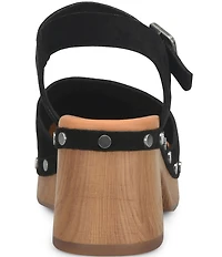 Kork-Ease Tribeca Suede Ankle Strap Block Heel Platform Clogs