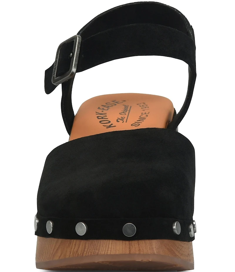 Kork-Ease Tribeca Suede Ankle Strap Block Heel Platform Clogs