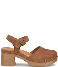 Kork-Ease Tribeca Suede Ankle Strap Block Heel Platform Clogs