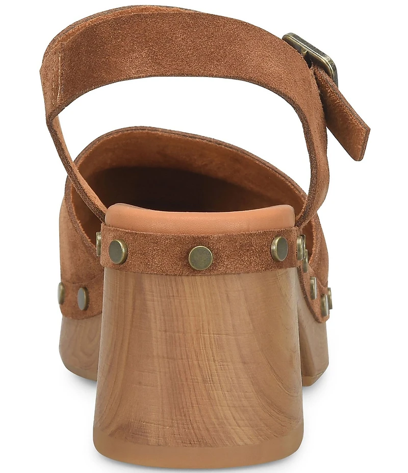 Kork-Ease Tribeca Suede Ankle Strap Block Heel Platform Clogs