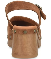 Kork-Ease Tribeca Suede Ankle Strap Block Heel Platform Clogs