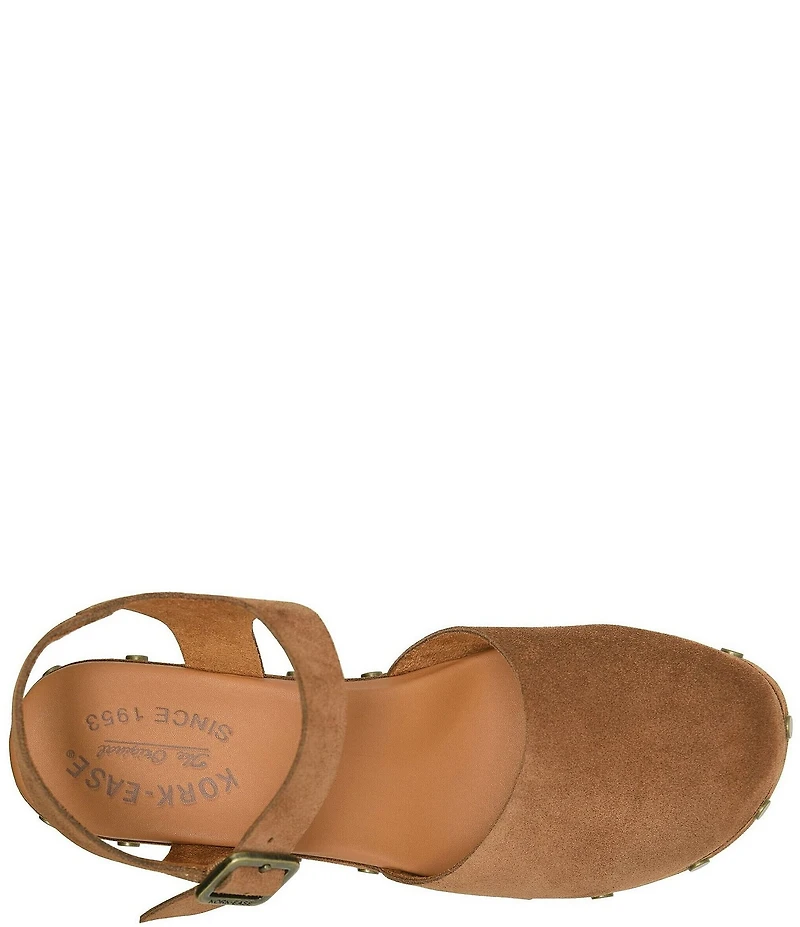 Kork-Ease Tribeca Suede Ankle Strap Block Heel Platform Clogs